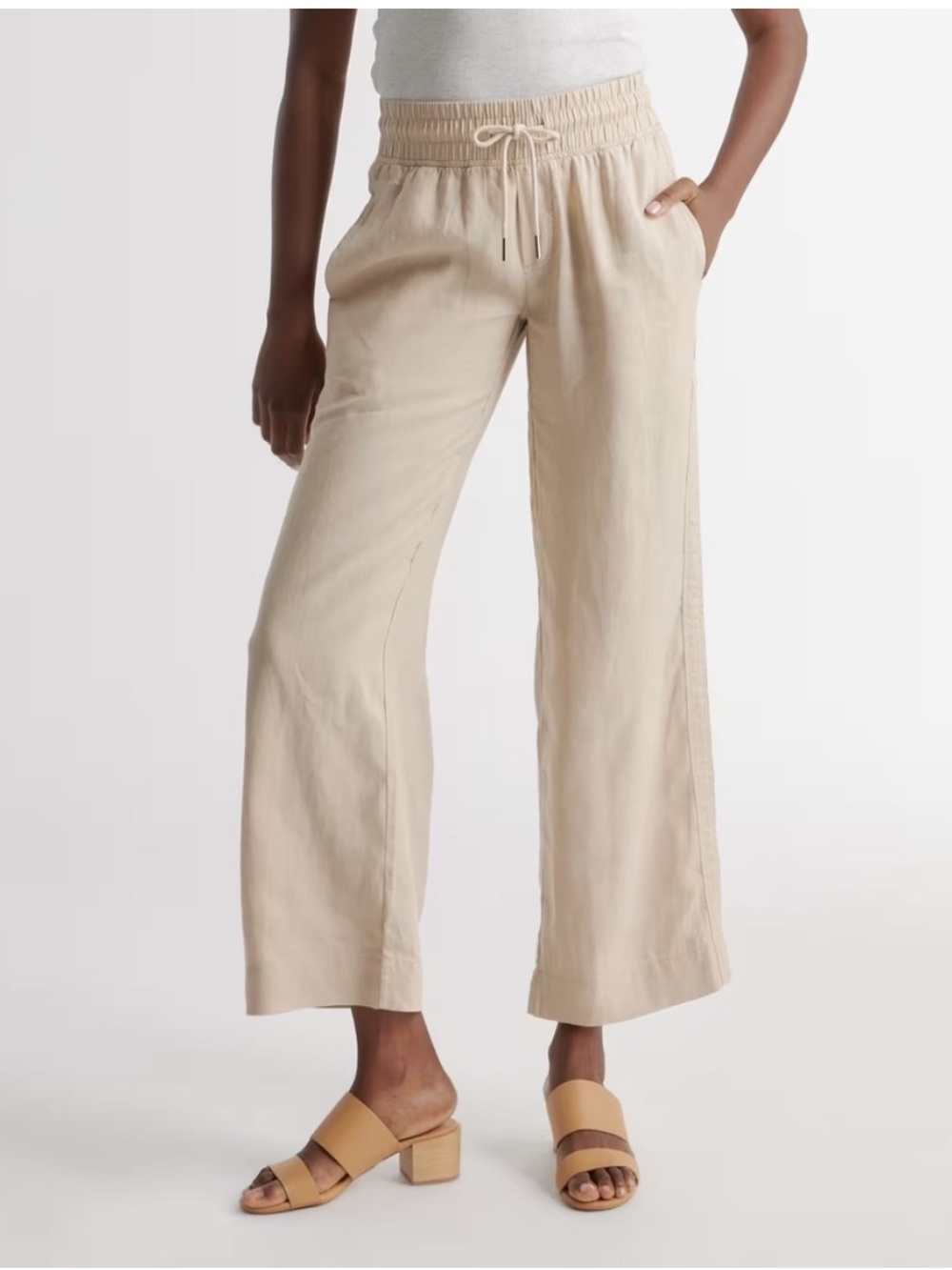 Quince Wide Leg Linen Pant Driftwood Large - Picture 13 of 13